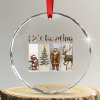 Santa Funny Xmas Hunter Look Crystal Glass Ornament He Is Hunting TS12