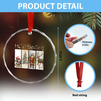 Santa Funny Xmas Hunter Look Crystal Glass Ornament He Is Hunting TS12