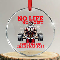 Santa Gym Christmas Crystal Glass Ornament Lifting Swole Santa Ugly Xmas - Wonder Print Shop