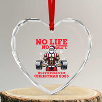 Santa Gym Christmas Heart Crystal Glass Ornament Lifting Swole Santa Ugly Xmas - Wonder Print Shop