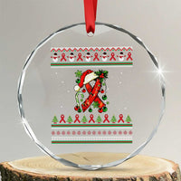 Santa Red Ribbon HIV Awareness Crystal Glass Ornament Ugly Sweater Christmas Gift TS12