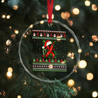 Santa Red Ribbon HIV Awareness Crystal Glass Ornament Ugly Sweater Christmas Gift TS12