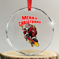 Santa Skateboarding Christmas Crystal Glass Ornament Funny Skater Xmas TS14