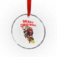 Santa Skateboarding Christmas Crystal Glass Ornament Funny Skater Xmas TS14
