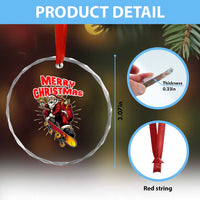 Santa Skateboarding Christmas Crystal Glass Ornament Funny Skater Xmas TS14