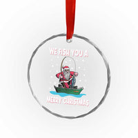 Santa Xmas Boat Fishing Crystal Glass Ornament We Fish You A Merry Xmas Fisherman TS02