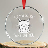 Sarcastic Cat Crystal Glass Ornament Eff You See Kay Why Oh You Middle Finger TS02