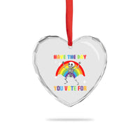 Sarcastic Skeleton Heart Crystal Glass Ornament Have The Day You Voted For - Wonder Print Shop