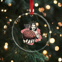 Sarcastic Vintage Crystal Glass Ornament Funny Retro 50s Use Your Brain Aesthetic TS10