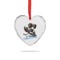 Sasquatch On Ice Heart Crystal Glass Ornament Funny Bigfoot Hockey Player Gift - Wonder Print Shop