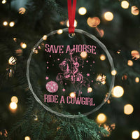 Save A Horse Ride A Cowgirl Crystal Glass Ornament Subtle Lesbian Cowgirl Western LGBTQ Pride Month - Wonder Print Shop