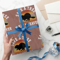 Save A Tree Eat A Beaver Wrapping Paper Roll Funny Ironic Beaver - Wonder Print Shop