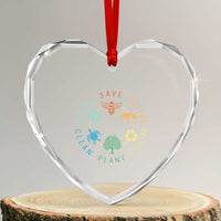 Save Bees Rescue Animals Recycle Plastic Heart Crystal Glass Ornament Earth Day Protect The Environment - Wonder Print Shop