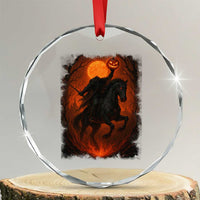 Scary Pumpkin Headless Horseman Halloween Crystal Glass Ornament TS10