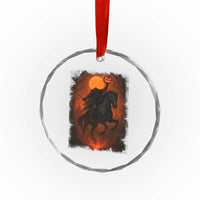 Scary Pumpkin Headless Horseman Halloween Crystal Glass Ornament TS10