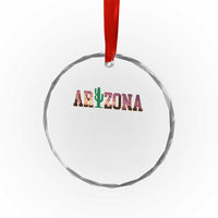 Scenic Arizona Sunset Landscape Graphic Crystal Glass Ornament Southwest Saguaro Cactus Letters Travel Souvenir