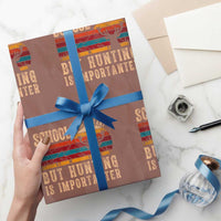 School Is Important But Hunting Is Importanter Wrapping Paper Roll Retro Deer Hunting Boy - Wonder Print Shop