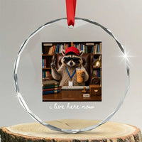 School Librarian Crystal Glass Ornament I Live Here Now Back to School