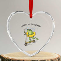 School's Out For Summer Heart Crystal Glass Ornament Funny Frog Last Day of School Teacher