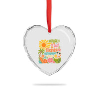 Schools Out Forever Retirement 2026 Heart Crystal Glass Ornament Retired Teacher Gifts Vintage Flower Graphic
