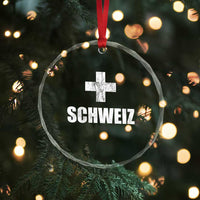 Schweiz Swiss German Vintage Cross Flag Switzerland Roots Crystal Glass Ornament