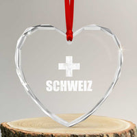 Schweiz Swiss German Vintage Cross Flag Switzerland Roots Heart Crystal Glass Ornament