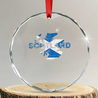 Scotland Map Saltire Flag Scottish Heritage Crystal Glass Ornament Vintage Country Pride