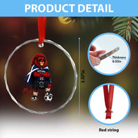 Scotland Rampant Lion Soccer Fan Crystal Glass Ornament Scottish Pride Red Lion in Kilt with Sunglasses Football