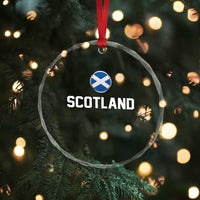 Scotland Round Saltire Flag Emblem Crystal Glass Ornament Classic Varsity Typography Sports Fans