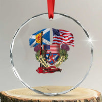 Scottish American Heritage Month Crystal Glass Ornament Bagpipe Vintage Scottish American Flag Thistle - Wonder Print Shop