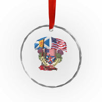 Scottish American Heritage Month Crystal Glass Ornament Bagpipe Vintage Scottish American Flag Thistle - Wonder Print Shop