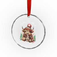 Scottish Christmas Crystal Glass Ornament Nollaig Chridheil Gaelic Xmas Higland Cow - Wonder Print Shop