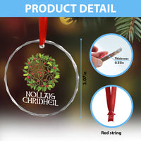 Scottish Merry Christmas Crystal Glass Ornament Nollaig Chridhel Celtic Xmas Mistletoe TS11