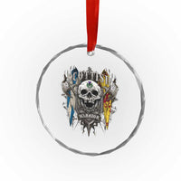 Scottish Warrior Crystal Glass Ornament Vintage Skull Celtic Cross Scottish Lion Rampant Flag - Wonder Print Shop