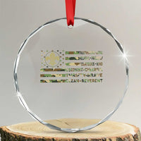 Scout Law Values Crystal Glass Ornament American Camo Flag Retro Vintage TS02