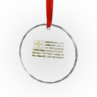 Scout Law Values Crystal Glass Ornament American Camo Flag Retro Vintage TS02