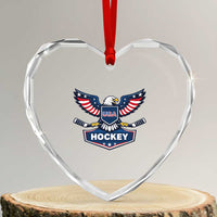 Screaming American Eagle Hockey Pride Graphic Heart Crystal Glass Ornament Proud USA Ice Sticks Sports Fan