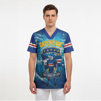 Blue Shark Cape Verde Football Scrub Top First World Cup 2026 LT19