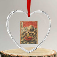 Sea Monster Eating Ramen Heart Crystal Glass Ornament Vintage Graphic Japanese Lover Ukiyo-e Art