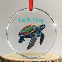 Sea Turtle Earth Day Crystal Glass Ornament Save The Earth - Wonder Print Shop