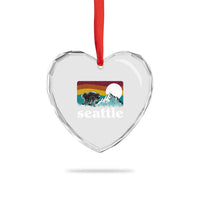 Seattle WA Mountains Jimothy the Raccoon Graphic Heart Crystal Glass Ornament Retro Vintage Sunset Viral Trash Panda Feral Legend