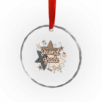 Second Grade Leopard Checkered Star Coquette Crystal Glass Ornament Cute 2nd Grade Girl Back to School Gift