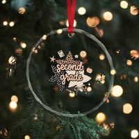 Second Grade Leopard Checkered Star Coquette Crystal Glass Ornament Cute 2nd Grade Girl Back to School Gift