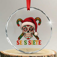 Seis Siete Christmas Meme Crystal Glass Ornament Sugar Skull 67 Santa Hat Candy Canes - Wonder Print Shop
