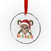 Seis Siete Christmas Meme Crystal Glass Ornament Sugar Skull 67 Santa Hat Candy Canes - Wonder Print Shop