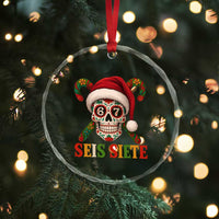 Seis Siete Christmas Meme Crystal Glass Ornament Sugar Skull 67 Santa Hat Candy Canes - Wonder Print Shop