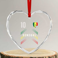 Senegal Soccer Sports Graphic Number 10 Jersey Style Heart Crystal Glass Ornament Proud Senegalese Football Fans Game Day Pride