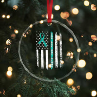 Sexual Assault Awareness Crystal Glass Ornament You Are Not Alone Ribbon Flag