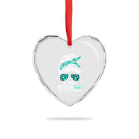 Sexual Assault Awareness Heart Crystal Glass Ornament In April We Wear Teal Women