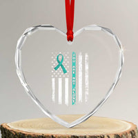 Sexual Assault Awareness Heart Crystal Glass Ornament You Are Not Alone Ribbon Flag